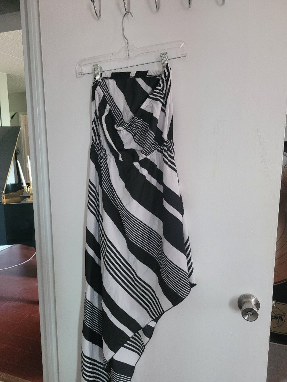 Black and white striped dress